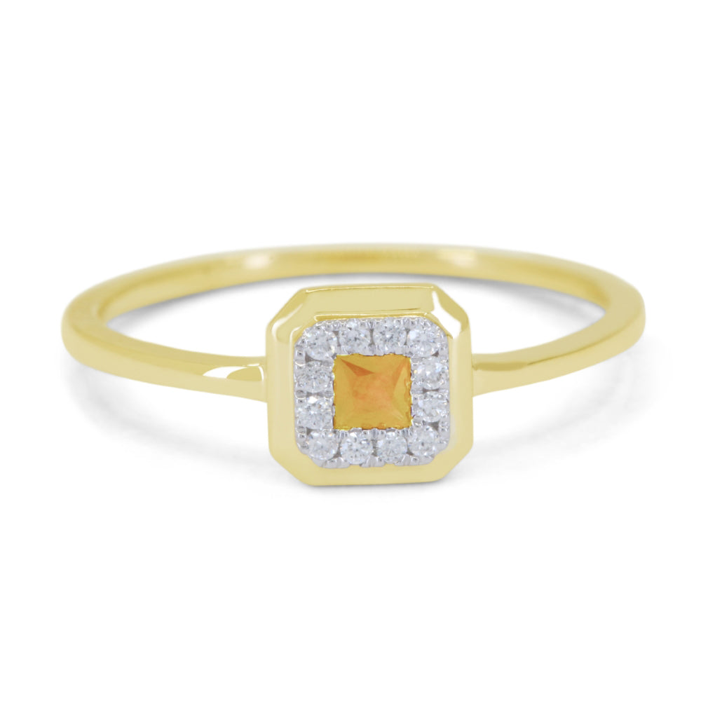 Beautiful Hand Crafted 14K Yellow Gold 3MM Citrine And Diamond Essentials Collection Ring