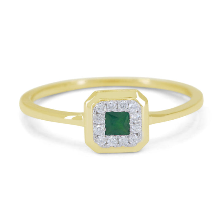 Beautiful Hand Crafted 14K Yellow Gold 3MM Emerald And Diamond Arianna Collection Ring