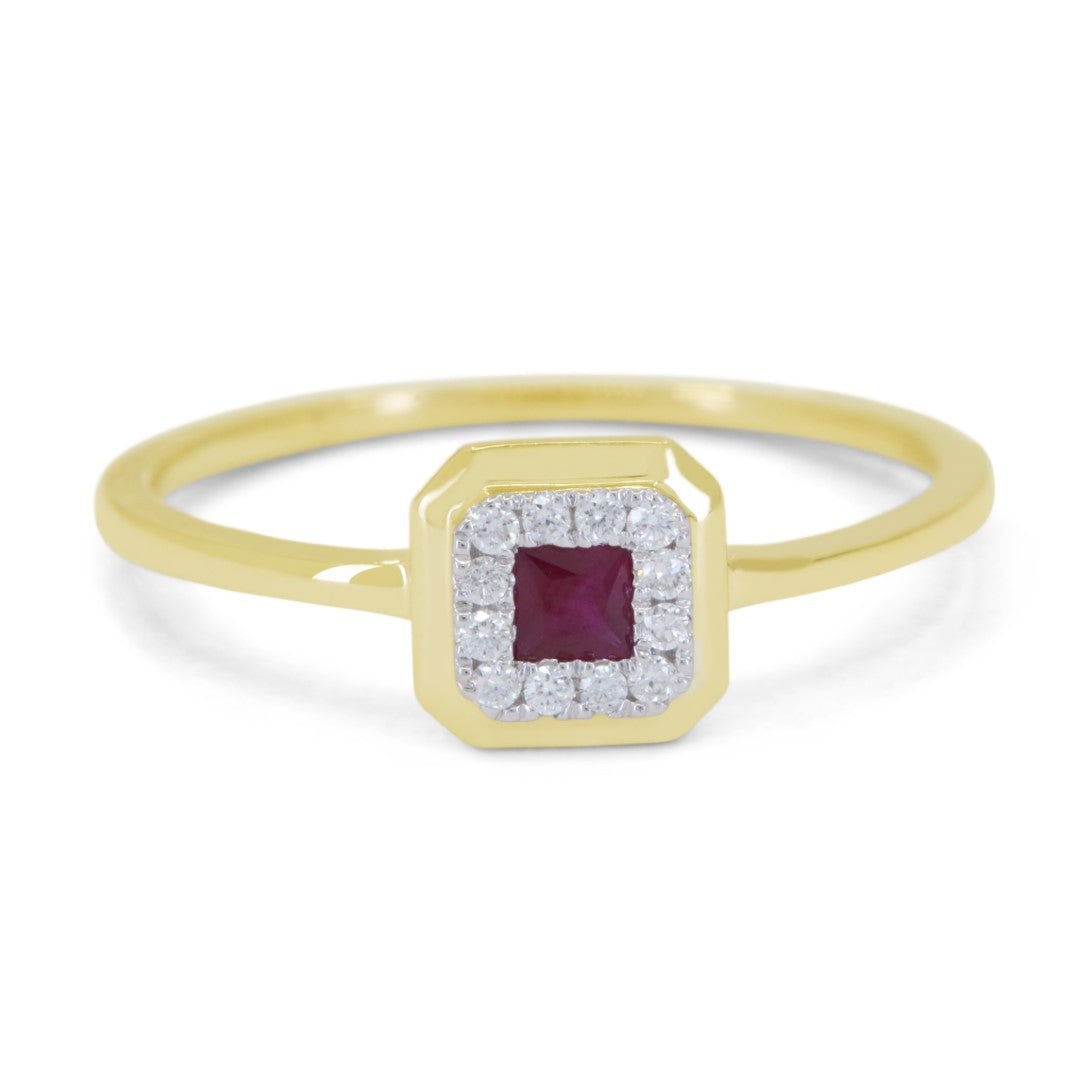 Beautiful Hand Crafted 14K Yellow Gold 3MM Ruby And Diamond Arianna Collection Ring