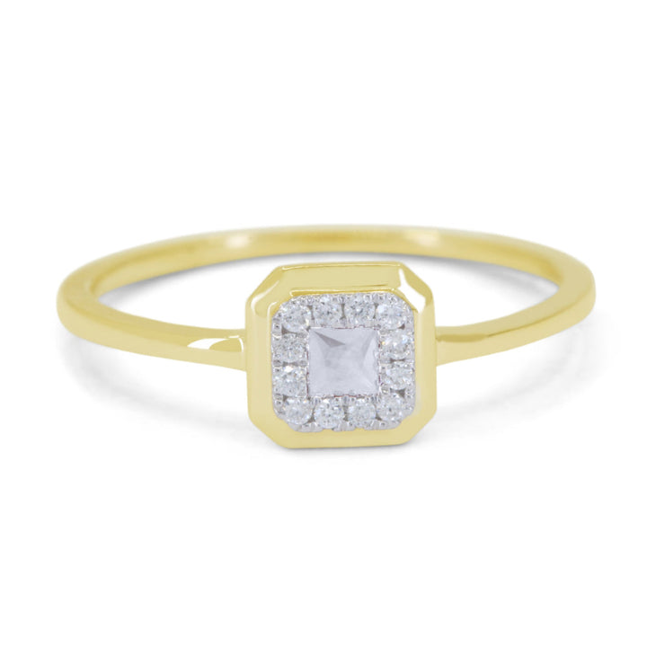Beautiful Hand Crafted 14K Yellow Gold 3MM White Topaz And Diamond Essentials Collection Ring