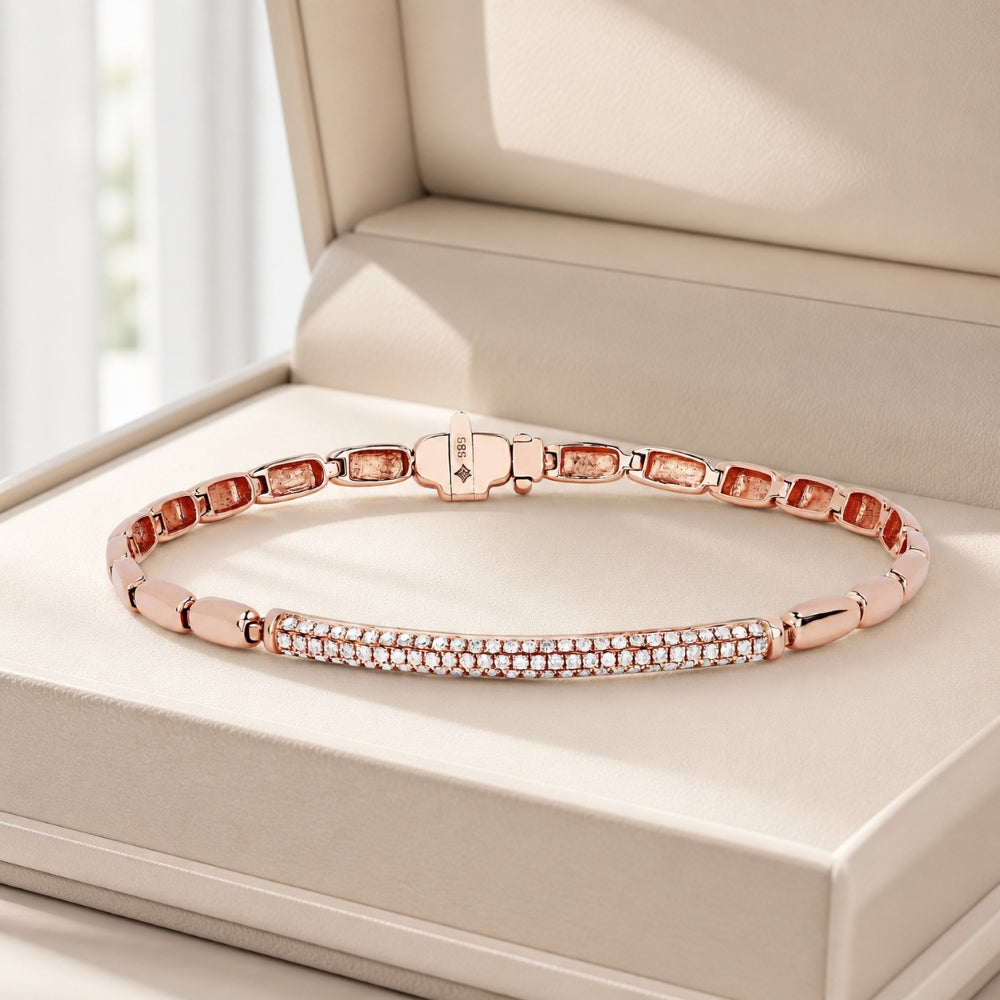 B1001 - 14K Gold Diamond Bar Bracelet