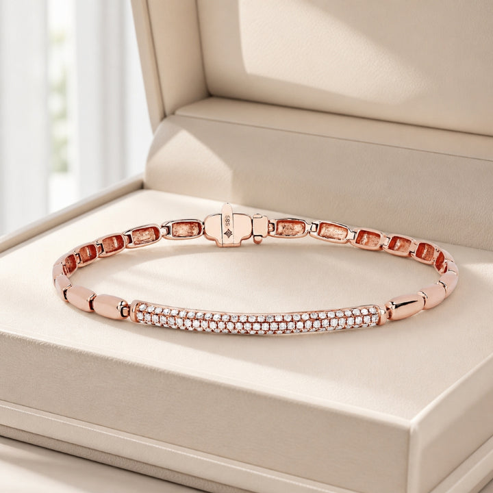 B1001 - 14K Gold Diamond Bar Bracelet