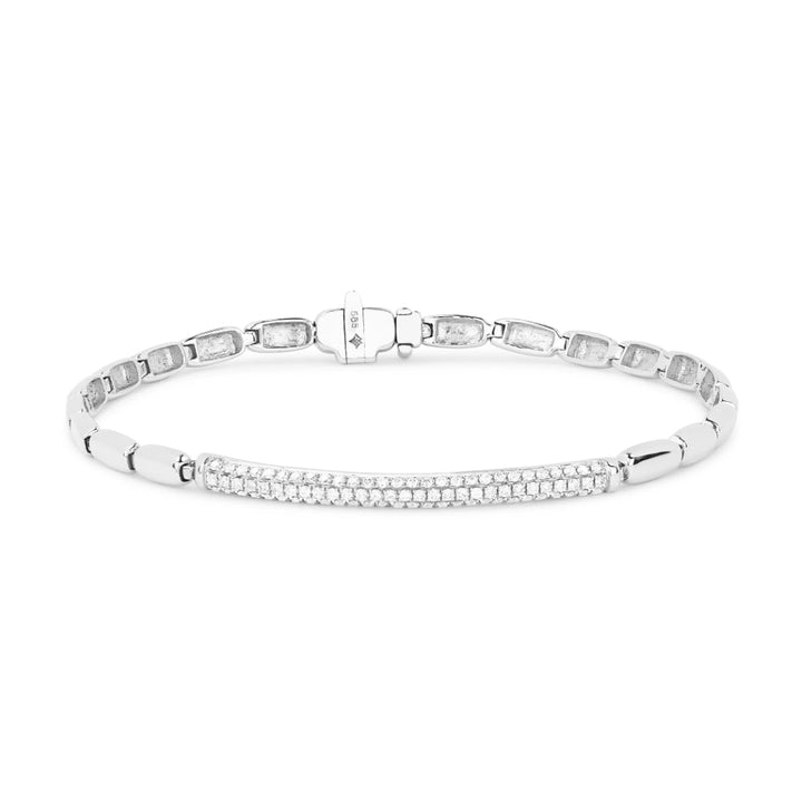 Beautiful Hand Crafted 14K White Gold White Diamond Milano Collection Bracelet