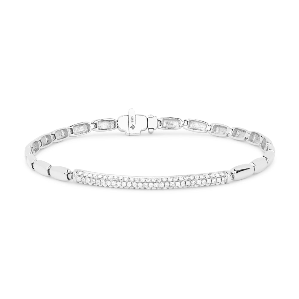 Beautiful Hand Crafted 14K White Gold White Diamond Milano Collection Bracelet