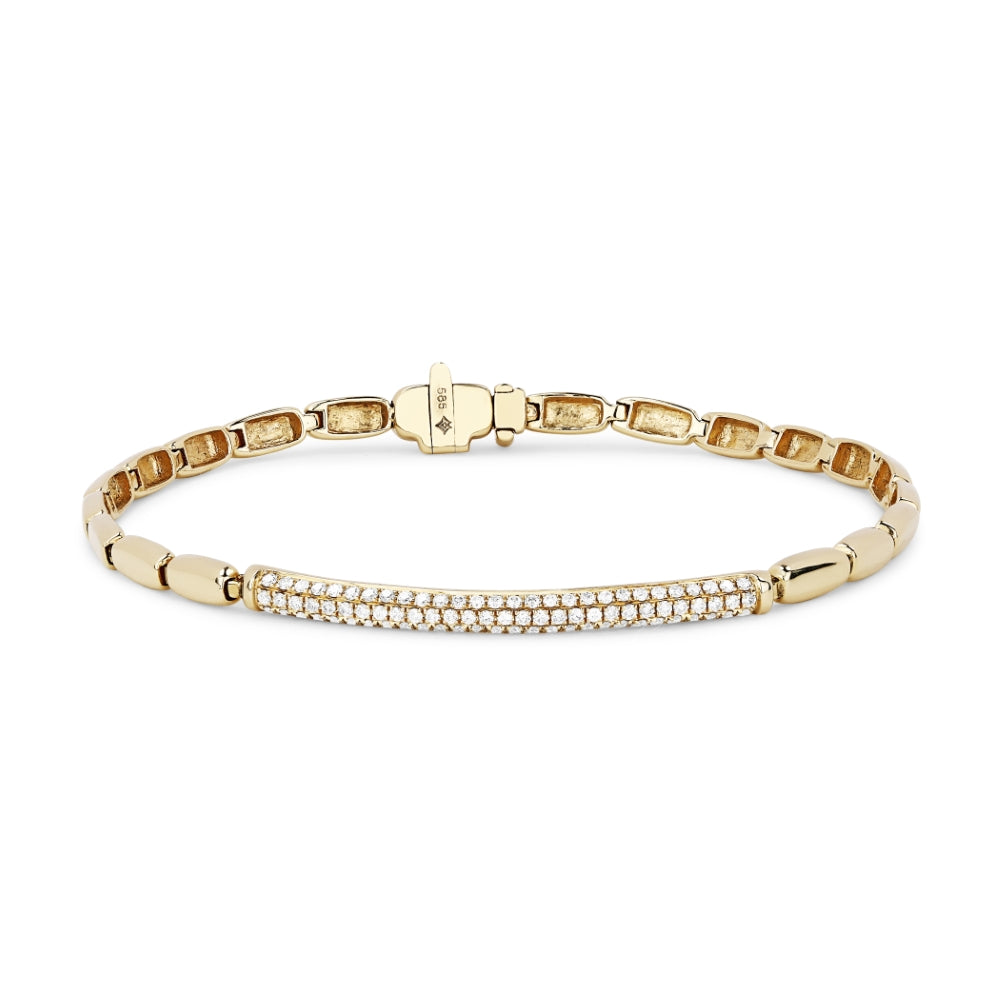 Beautiful Hand Crafted 14K Yellow Gold White Diamond Milano Collection Bracelet