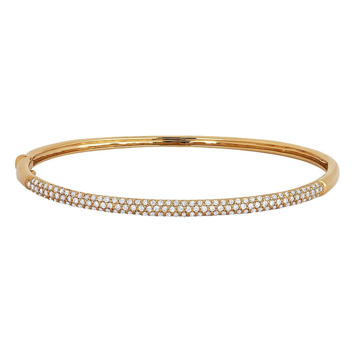 Beautiful Hand Crafted 14K Rose Gold White Diamond Milano Collection Bangle