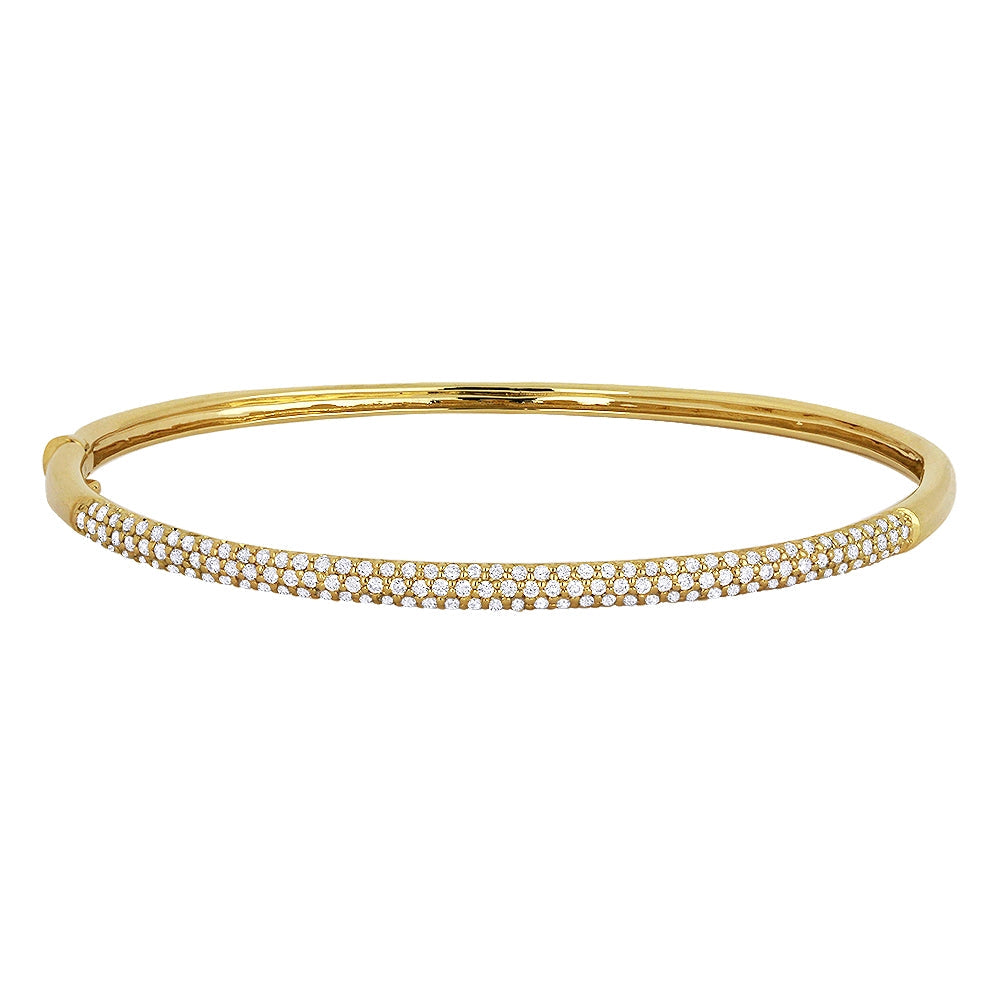 Beautiful Hand Crafted 14K Yellow Gold White Diamond Milano Collection Bangle