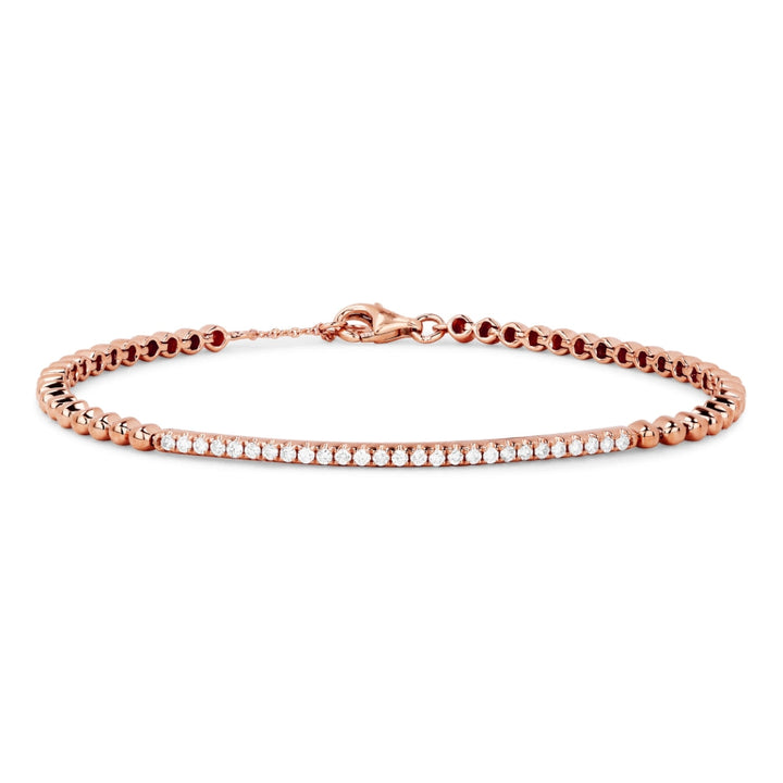 Beautiful Hand Crafted 14K Rose Gold White Diamond Milano Collection Bracelet