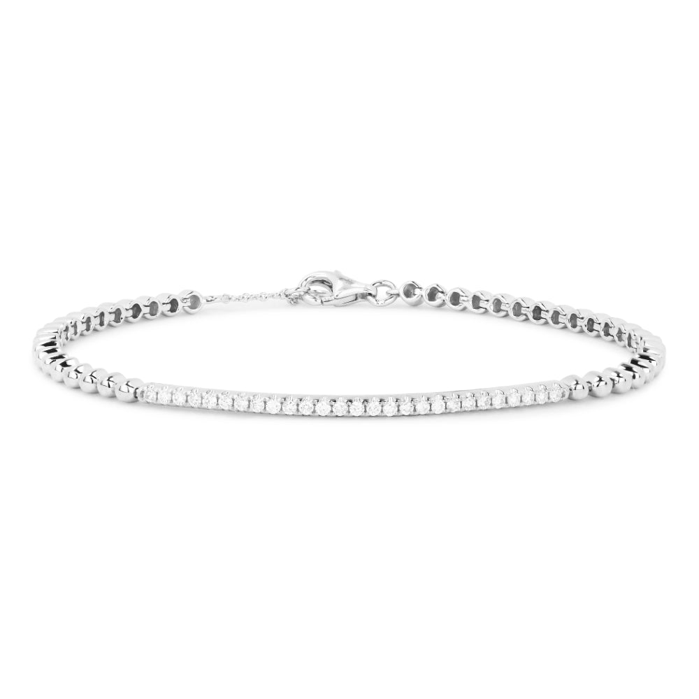 Beautiful Hand Crafted 14K White Gold White Diamond Milano Collection Bracelet