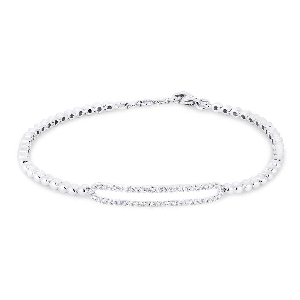 Beautiful Hand Crafted 14K White Gold White Diamond Milano Collection Bracelet