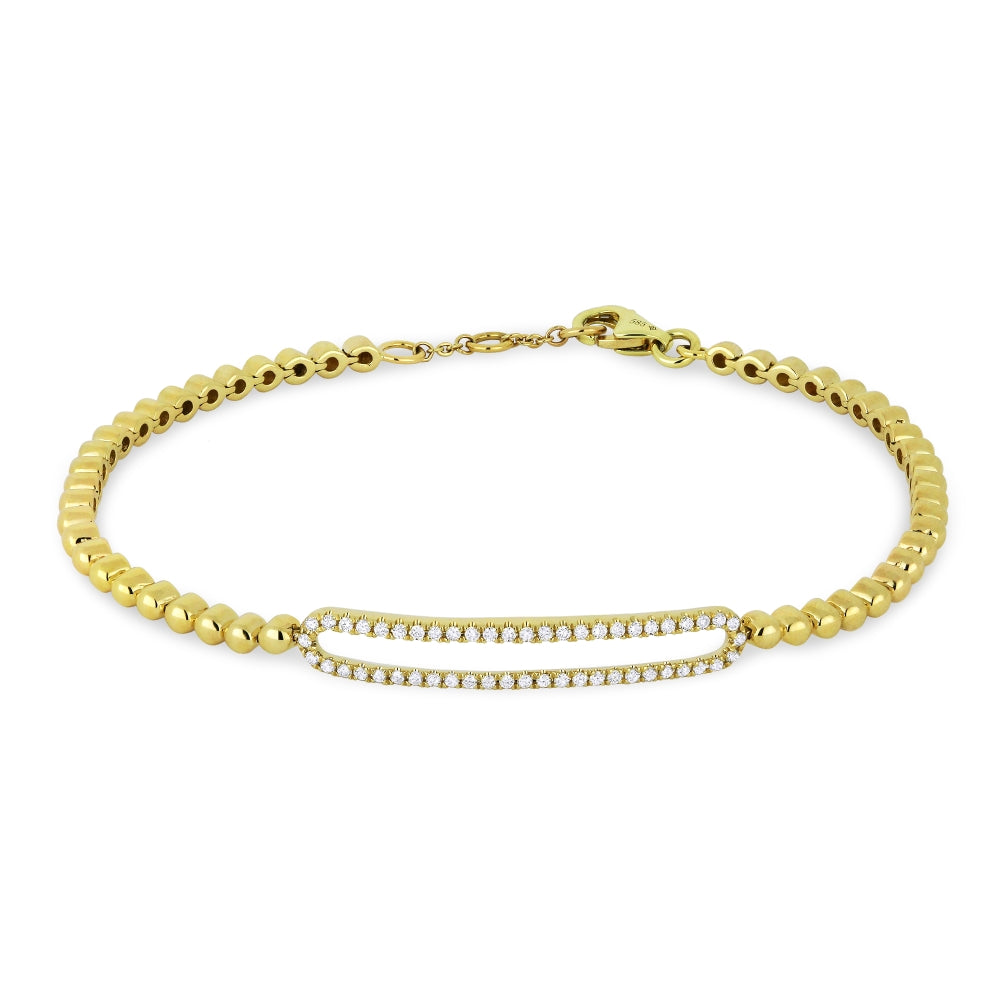 Beautiful Hand Crafted 14K Yellow Gold White Diamond Milano Collection Bracelet