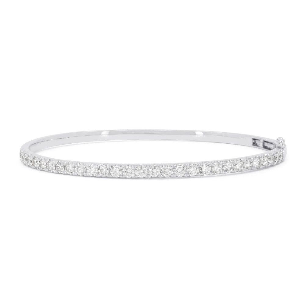 Beautiful Hand Crafted 14K White Gold White Diamond Arianna Collection Bangle