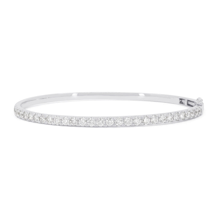 Beautiful Hand Crafted 14K White Gold White Diamond Milano Collection Bangle