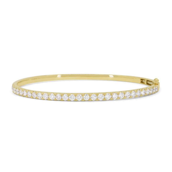 Beautiful Hand Crafted 14K Yellow Gold White Diamond Milano Collection Bangle