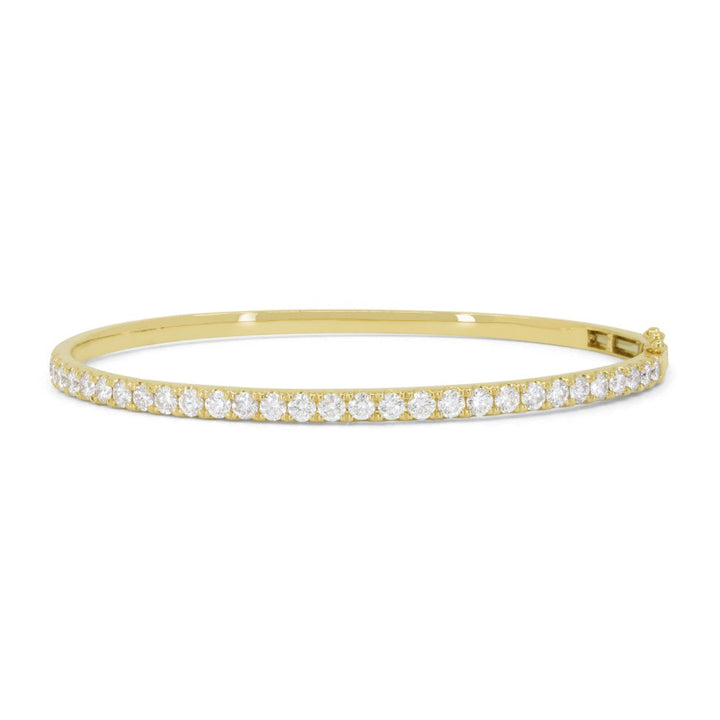 Beautiful Hand Crafted 14K Yellow Gold White Diamond Arianna Collection Bangle