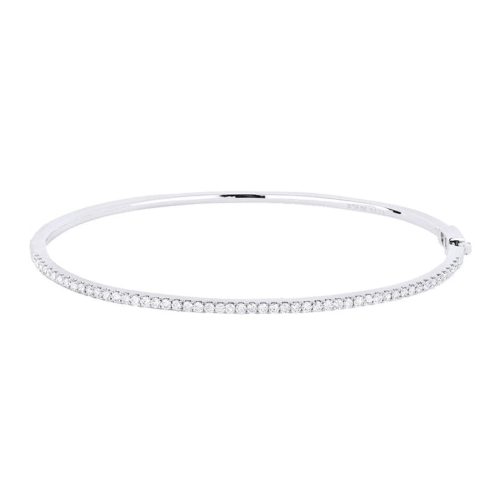 Beautiful Hand Crafted 14K White Gold White Diamond Milano Collection Bangle