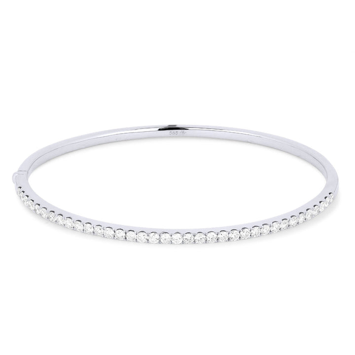 Beautiful Hand Crafted 14K White Gold White Diamond Milano Collection Bangle