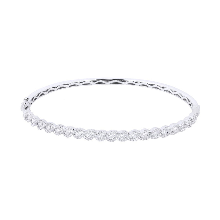 Beautiful Hand Crafted 14K White Gold White Diamond Arianna Collection Bangle
