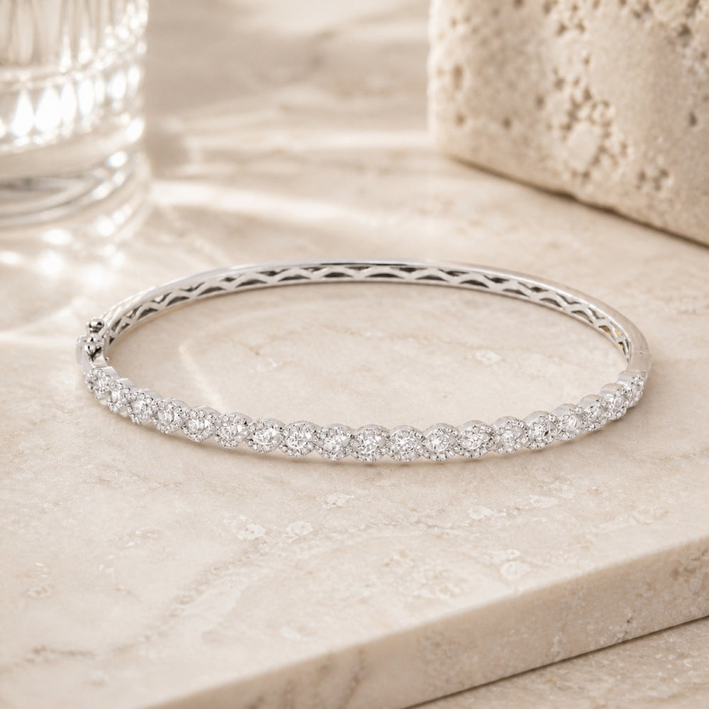 B1020 - 14K White Gold Diamond Bangle