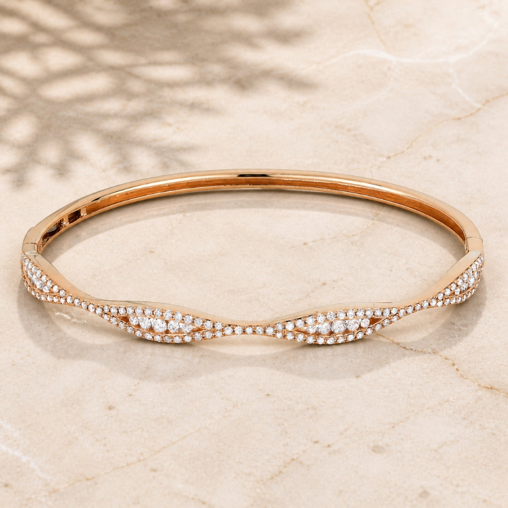 B1032 - 14K Gold Diamond Bangle
