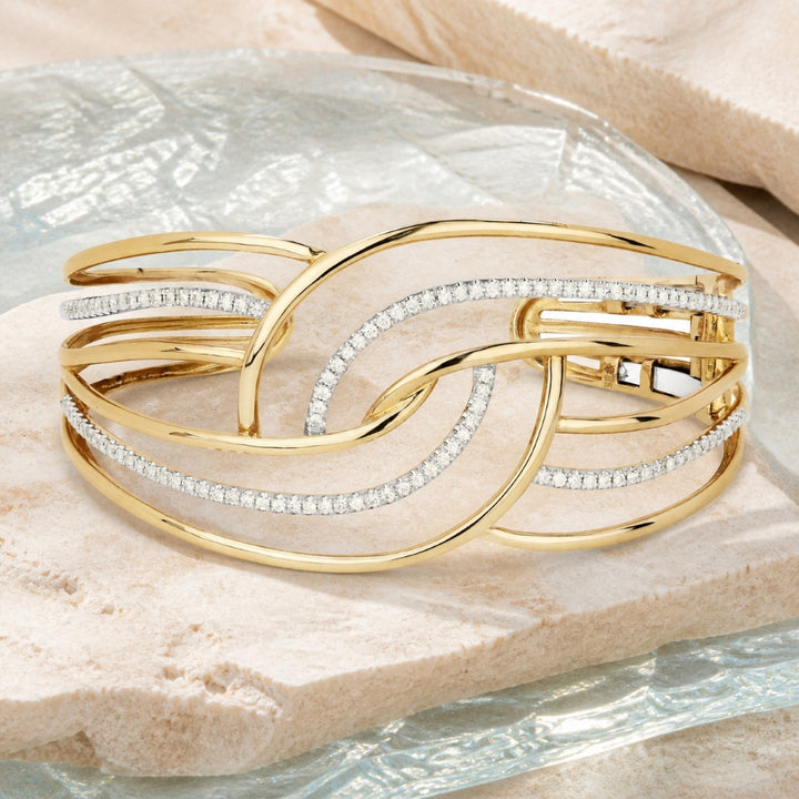 B1046 - 14K Yellow Gold Diamond Cocktail Bangle