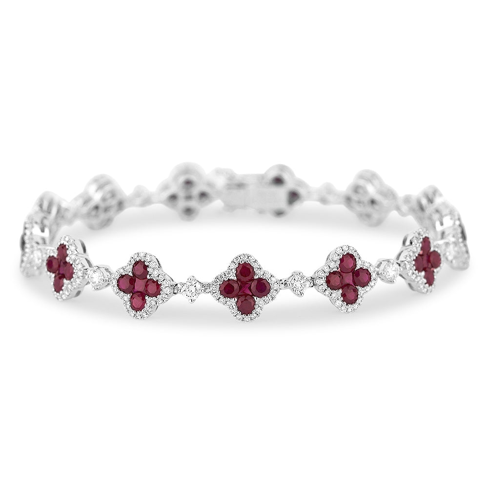 Beautiful Hand Crafted 18K White Gold  Ruby And Diamond Arianna Collection Bracelet