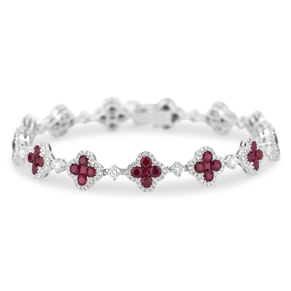 Beautiful Hand Crafted 18K White Gold  Ruby And Diamond Arianna Collection Bracelet