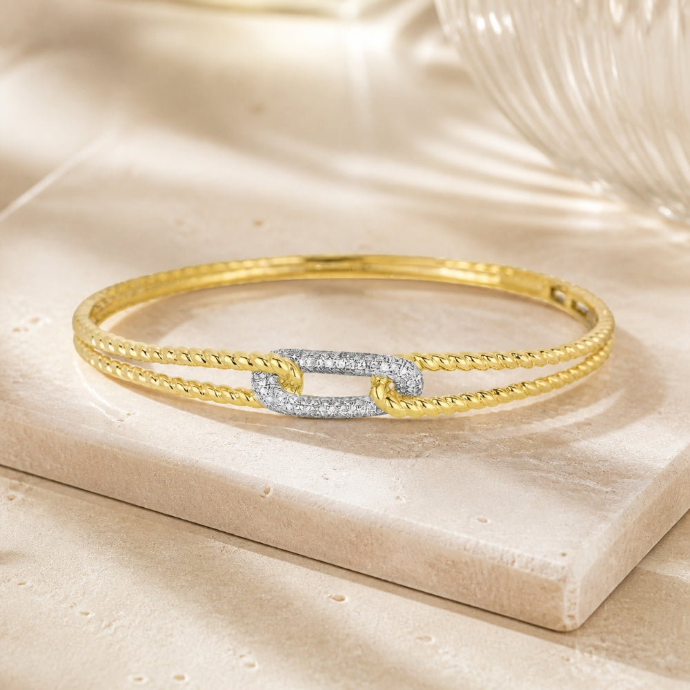 B1058 - 14K Yellow Gold Diamond Bangle