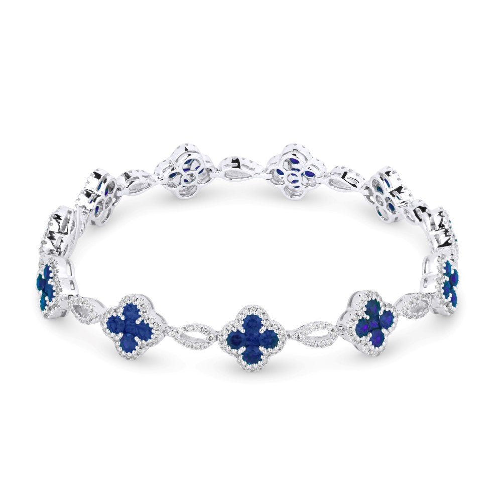 Beautiful Hand Crafted 18K White Gold  Sapphire And Diamond Arianna Collection Bracelet