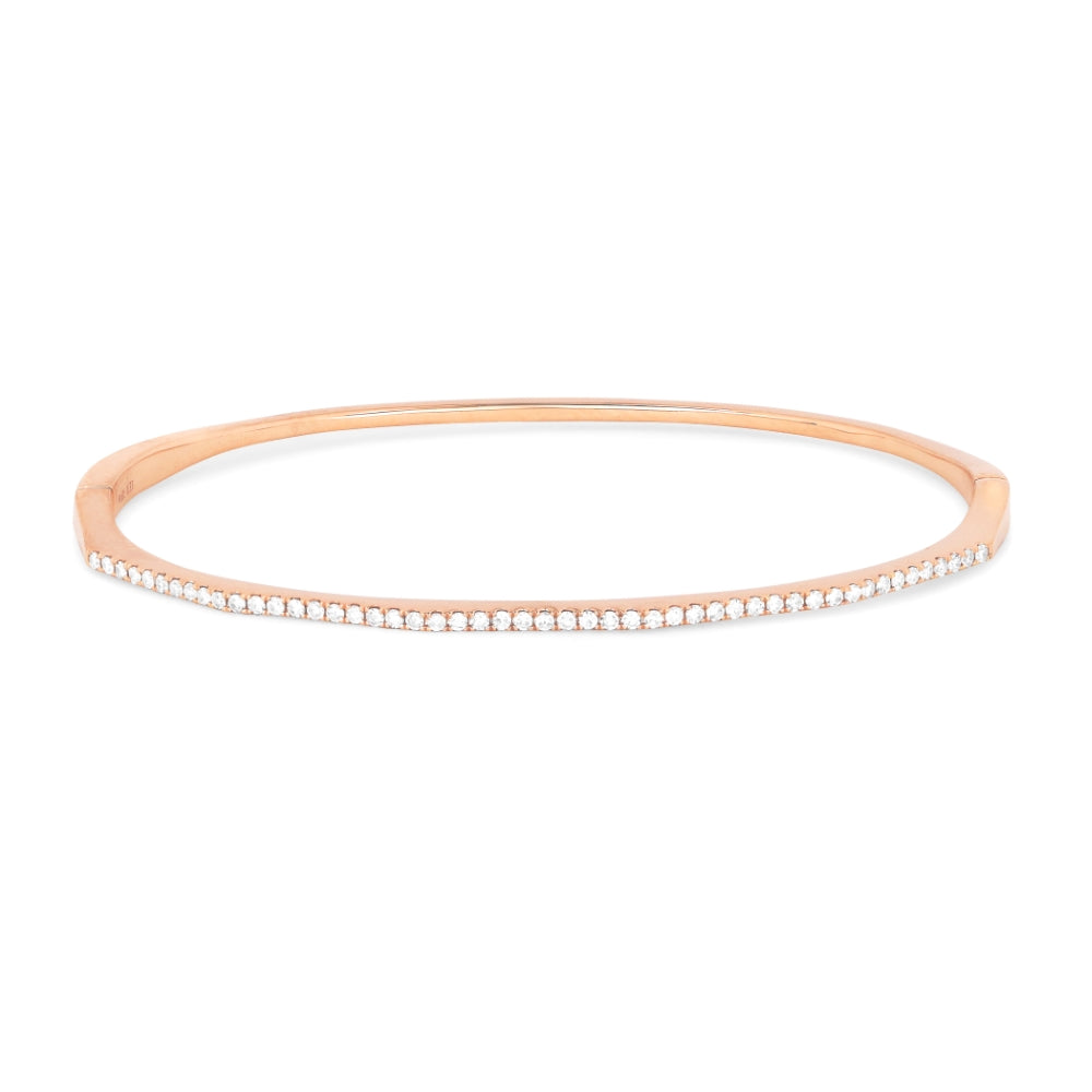 Beautiful Hand Crafted 14K Rose Gold White Diamond Milano Collection Bangle