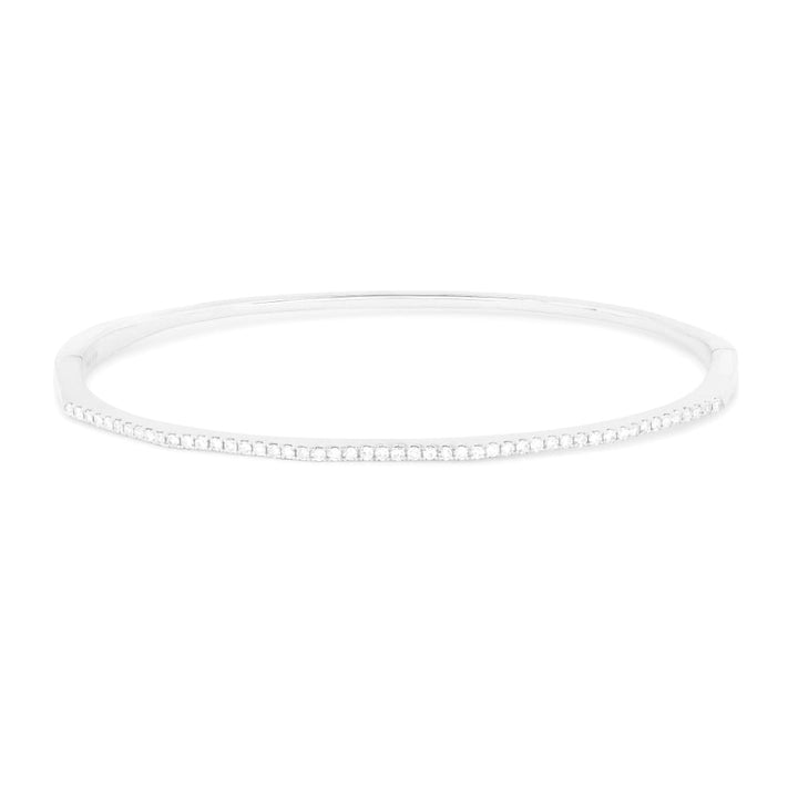 Beautiful Hand Crafted 14K White Gold White Diamond Milano Collection Bangle