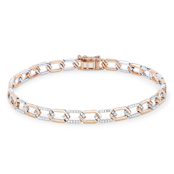 Beautiful Hand Crafted 14K Two Tone Gold White Diamond Milano Collection Bracelet