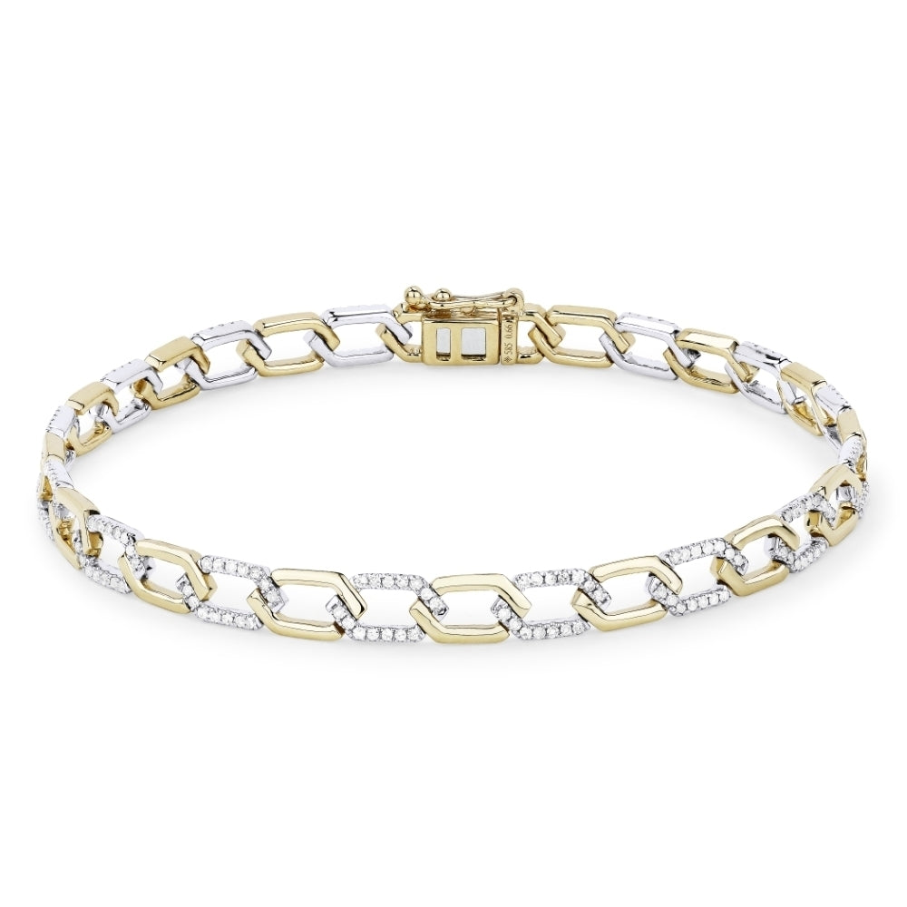 Beautiful Hand Crafted 14K Two Tone Gold White Diamond Milano Collection Bracelet