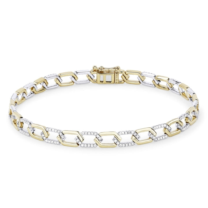 Beautiful Hand Crafted 14K Two Tone Gold White Diamond Milano Collection Bracelet