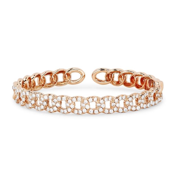 Beautiful Hand Crafted 14K Rose Gold White Diamond Milano Collection Bangle