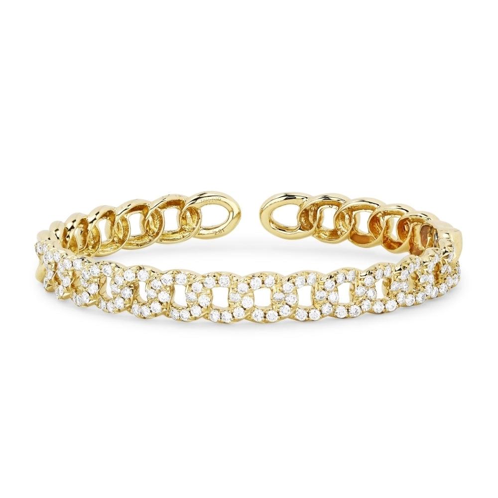 Beautiful Hand Crafted 14K Yellow Gold White Diamond Milano Collection Bangle