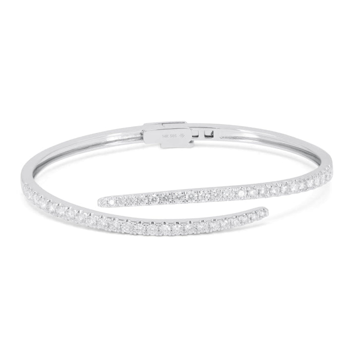 Beautiful Hand Crafted 14K White Gold White Diamond Milano Collection Bangle