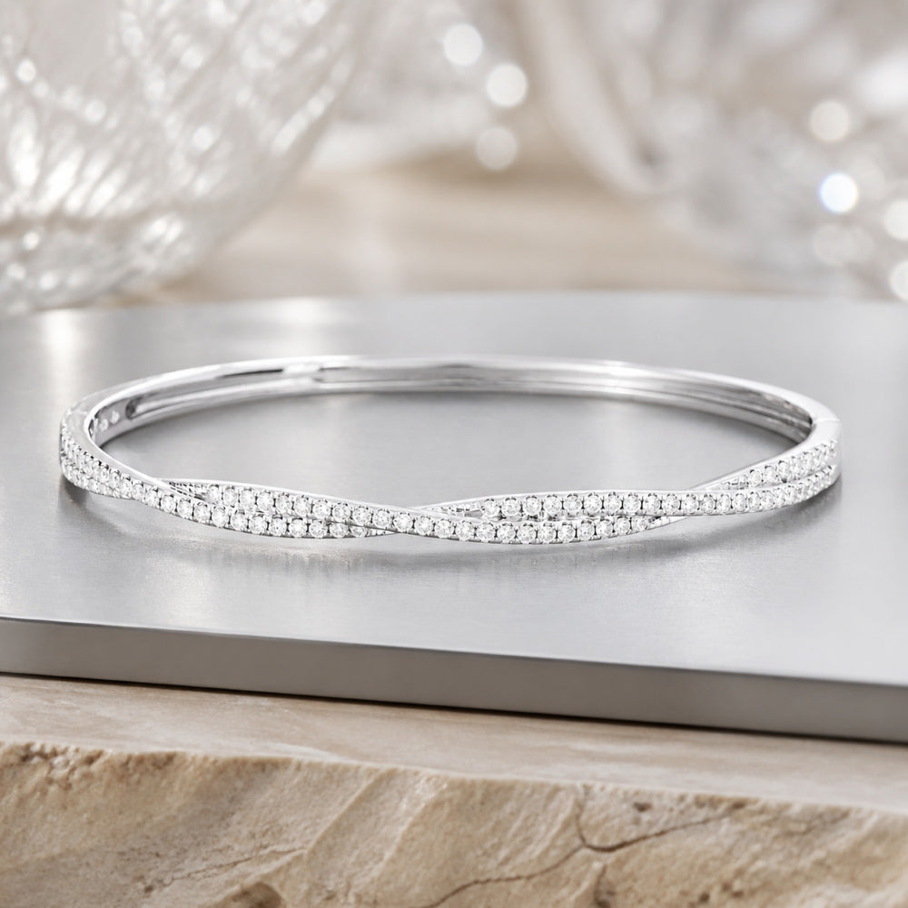 B1102 - 14K Gold Diamond Bangle