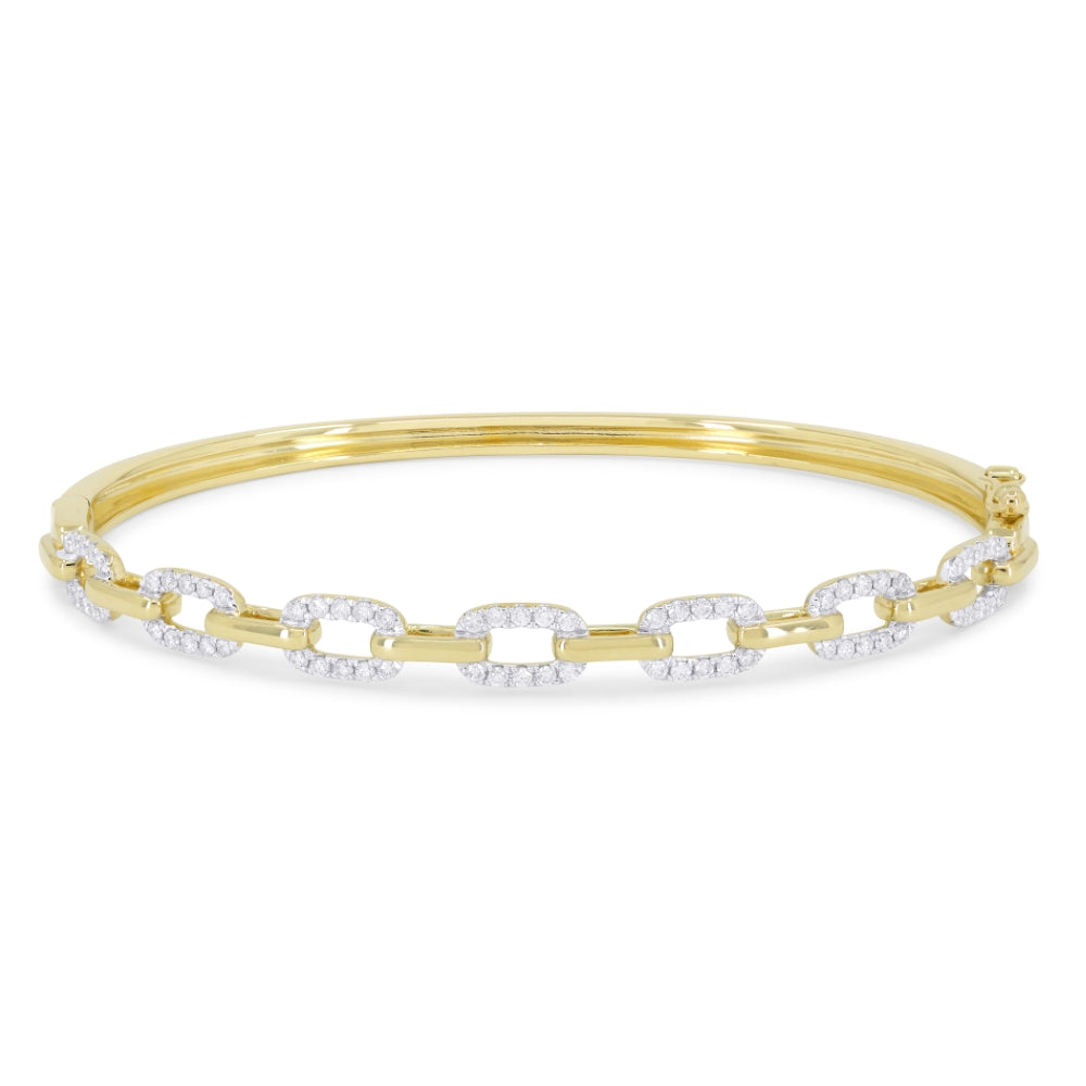 Beautiful Hand Crafted 14K Yellow Gold White Diamond Milano Collection Bangle