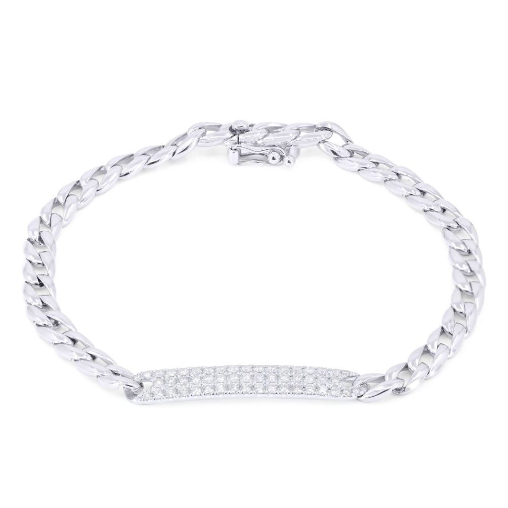 Beautiful Hand Crafted 14K White Gold White Diamond Milano Collection Bracelet