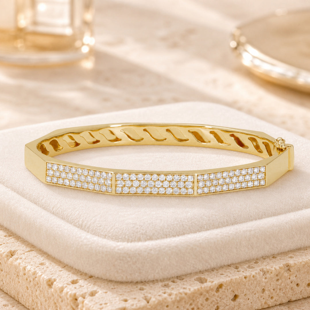 B1143 - 14K Yellow Gold Diamond Bangle