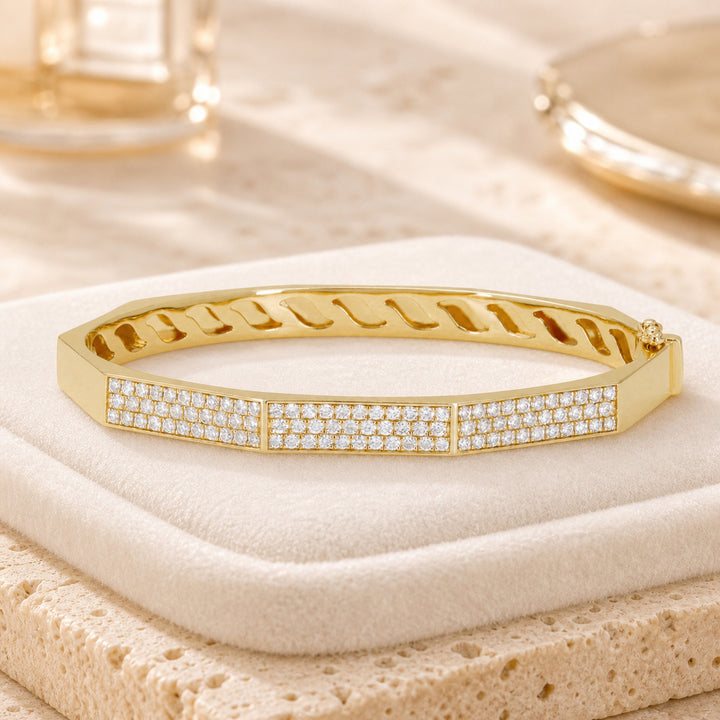 B1143 - 14K Yellow Gold Diamond Bangle