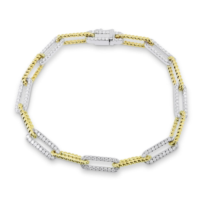 Madison L 14K Two Tone Gold Diamond Paperclip Bracelet - style B1147WY
