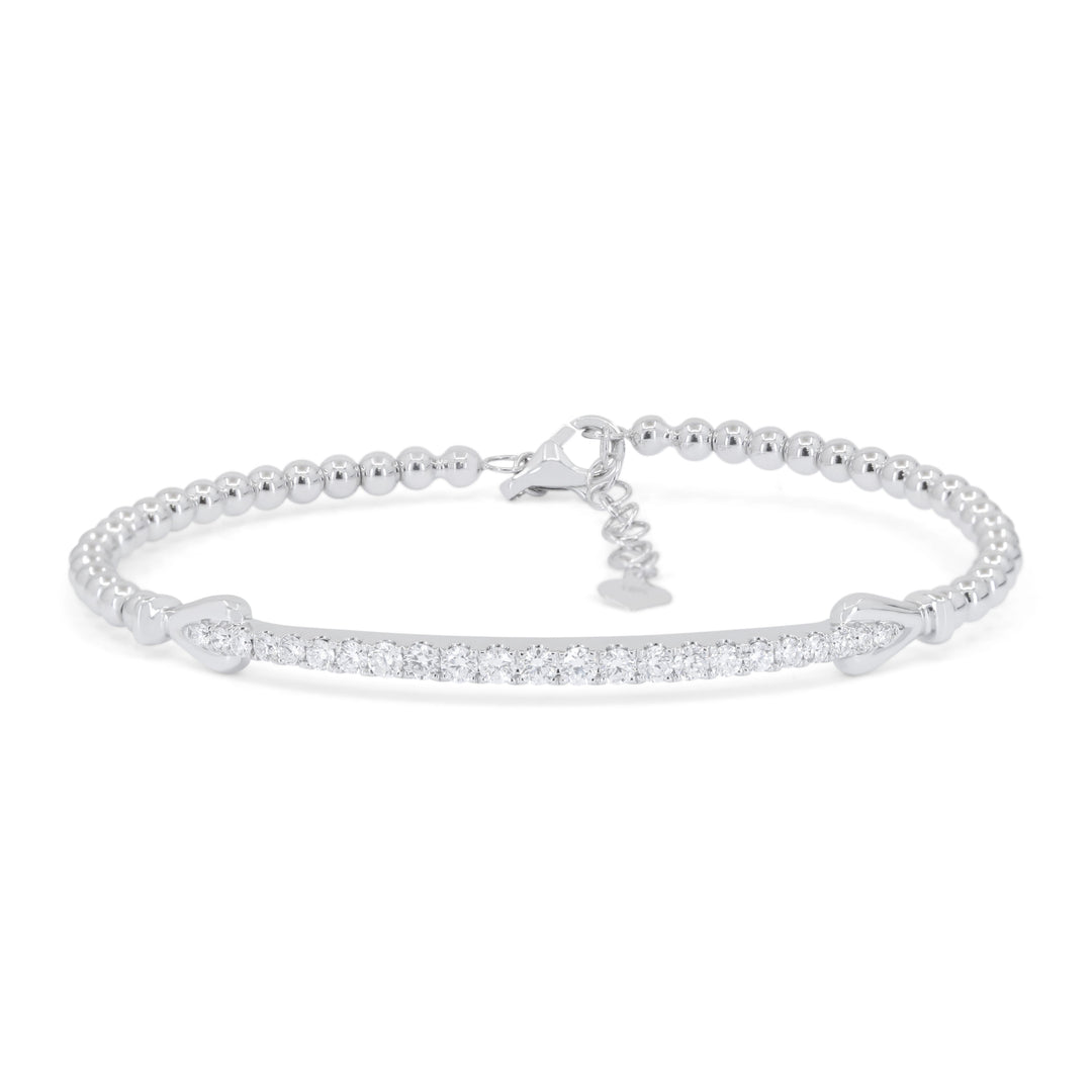 Beautiful Hand Crafted 18K White Gold White Diamond Milano Collection Bracelet