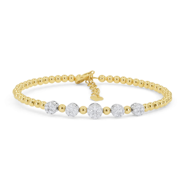 Beautiful Hand Crafted 18K Two Tone Gold White Diamond Milano Collection Bracelet
