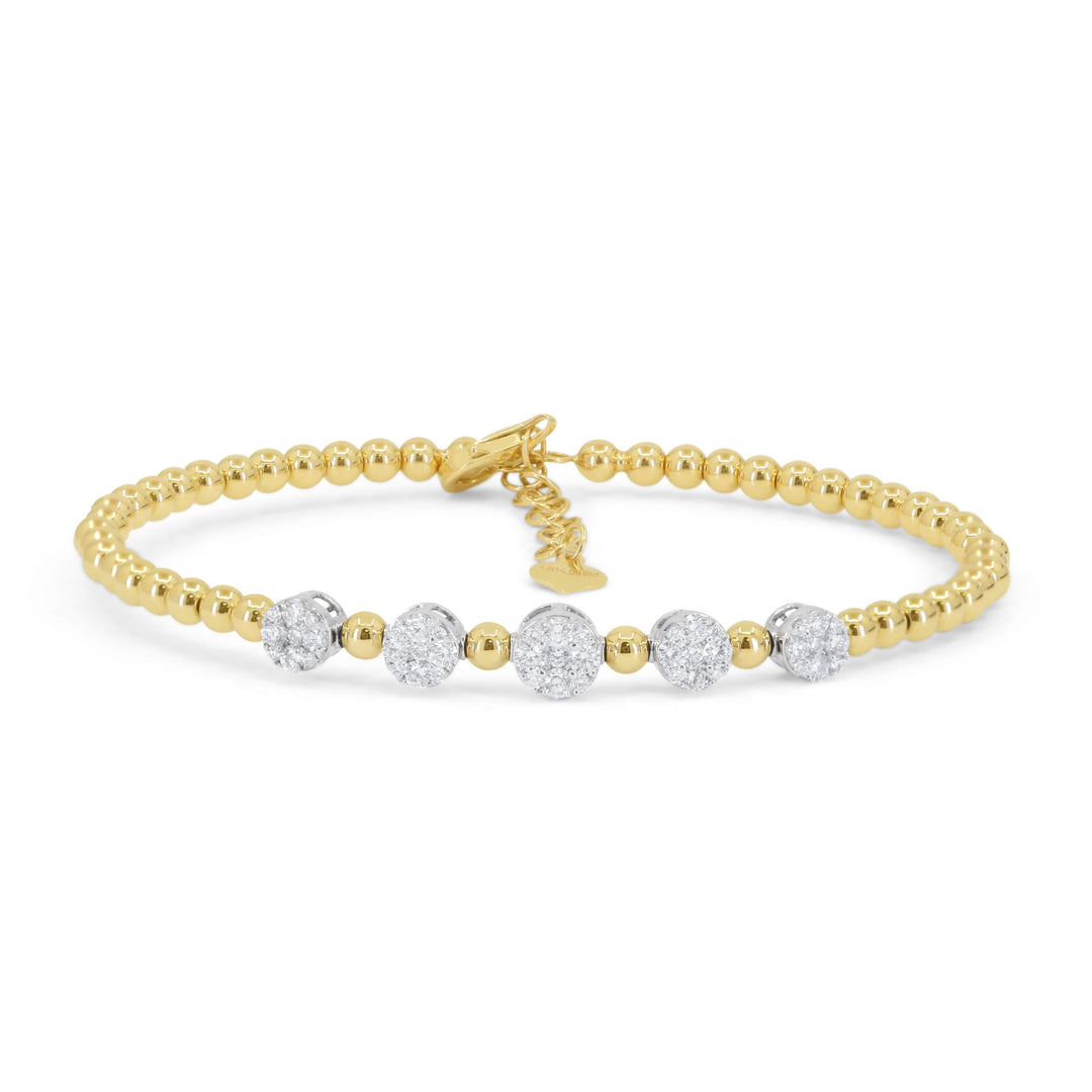 Beautiful Hand Crafted 18K Two Tone Gold White Diamond Milano Collection Bracelet