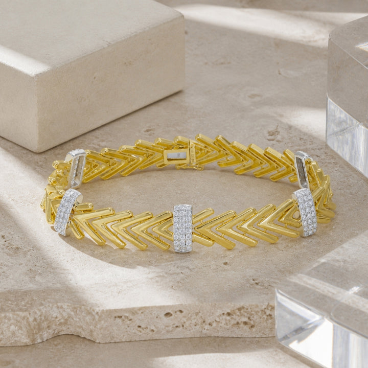 B1159 - 14K Two Tone Gold Diamond Bracelet