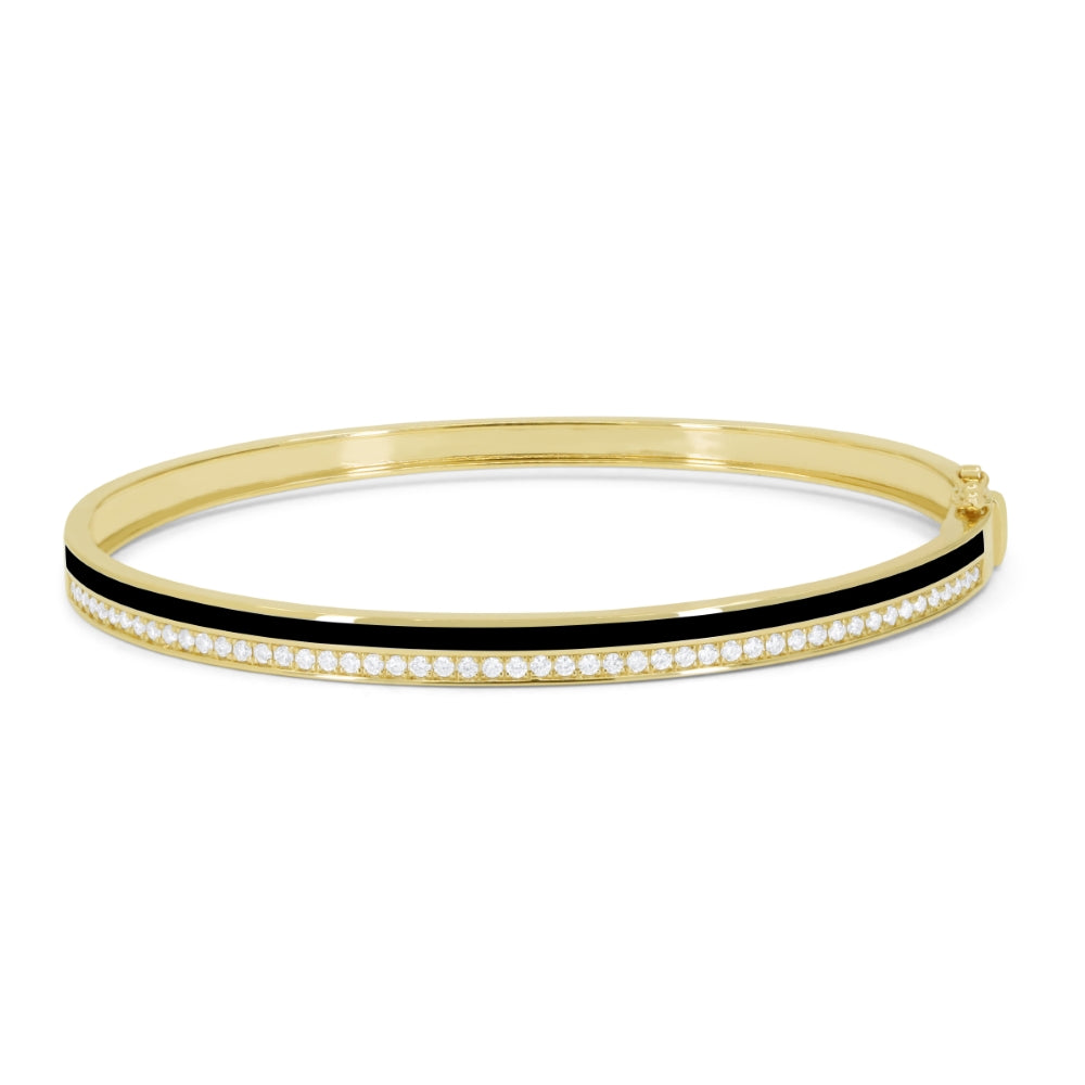 Madison L 14K Yellow Gold Black Enamel Bangle - style B1161Y-BLACK