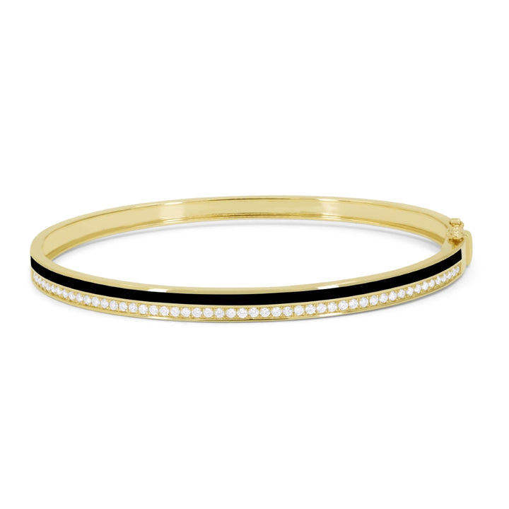 Madison L 14K Yellow Gold Black Enamel Bangle - style B1161Y-BLACK
