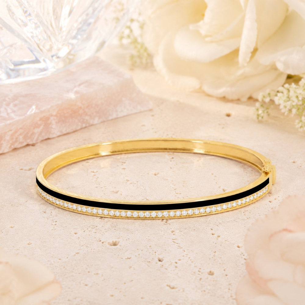 B1161 - 14K Yellow Gold Enamel Bangle
